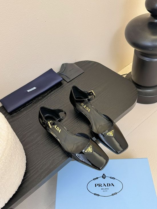 Prada Block Heel Square Toe Casual Shoes Comfortable Stylish Footwear
