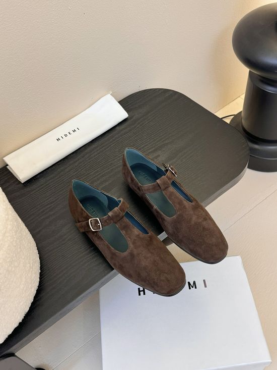 Hidemi Suede Mary Jane Flat Leather Loafer Shoes