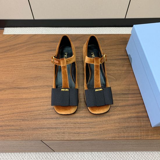 Prada T-strap Bow Mary Jane Flats with Patent Leather Upper
