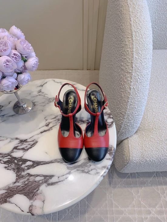 Chanel Classic Slingback High Heels with Metal Buckle