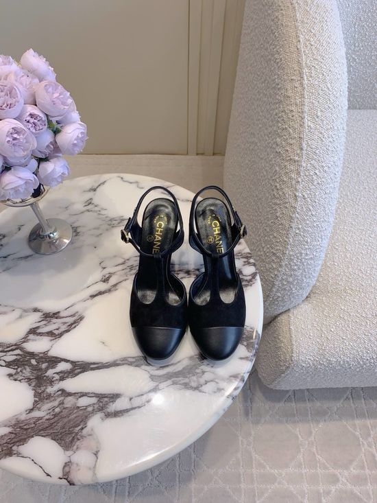 Chanel Classic Slingback High Heels with Metal Buckle