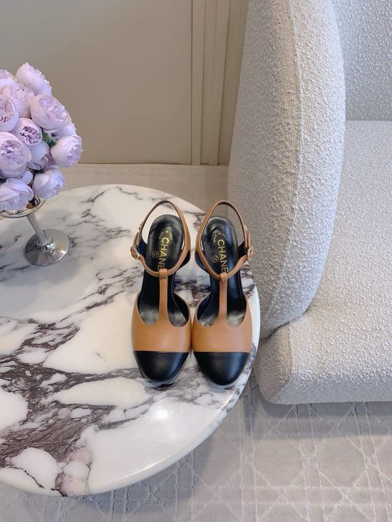 Chanel Classic Slingback High Heels with Metal Buckle
