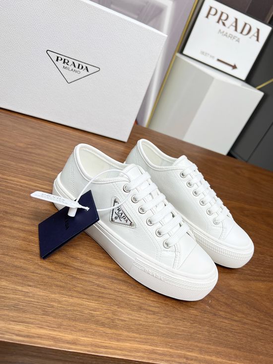 Prada Soft Leather Classic Triangle Logo Casual Loafers