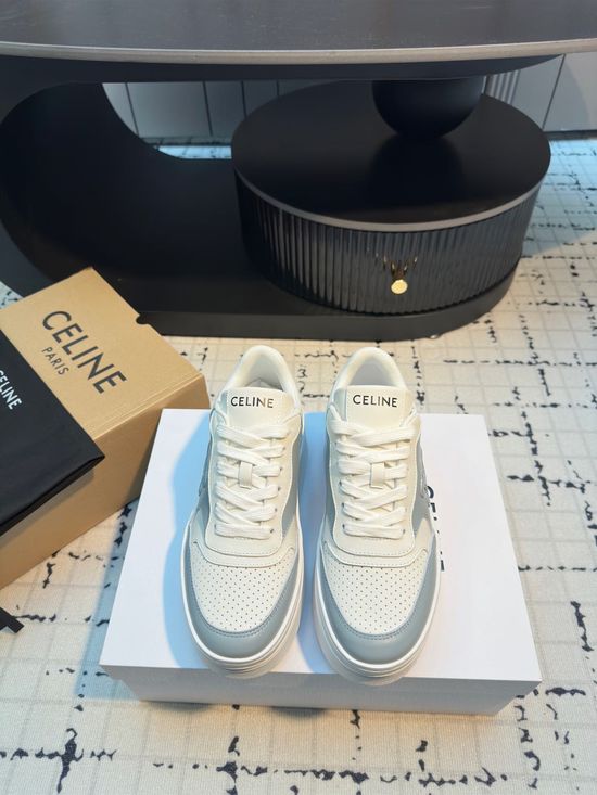 Celine Lace-up Elevated Thick Sole Casual White Sneakers