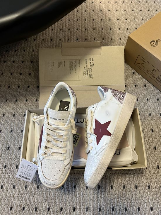 Golden Goose Vintage Distressed Casual Thick Sole Sneakers with Plaid Detail