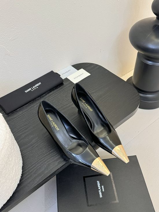 Yves Saint Laurent Elegant Pointed Toe High Heels Diamond Decor Leather Sole