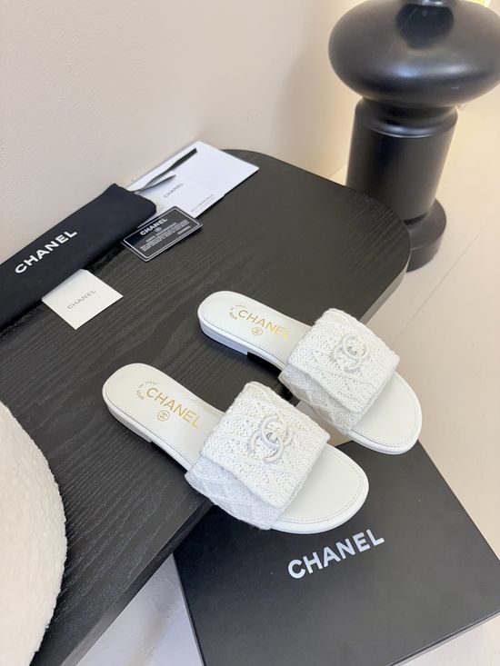 Chanel Vintage Buckle Leather Slip-on Loafer Slippers