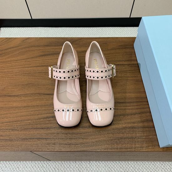 Prada Patent Leather Mary Jane Chunky Heel Pumps