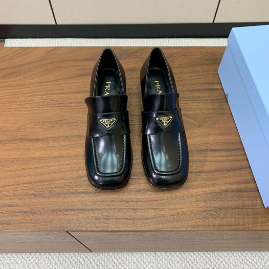 Prada Vintage Square Toe Low Heel Leather Pumps