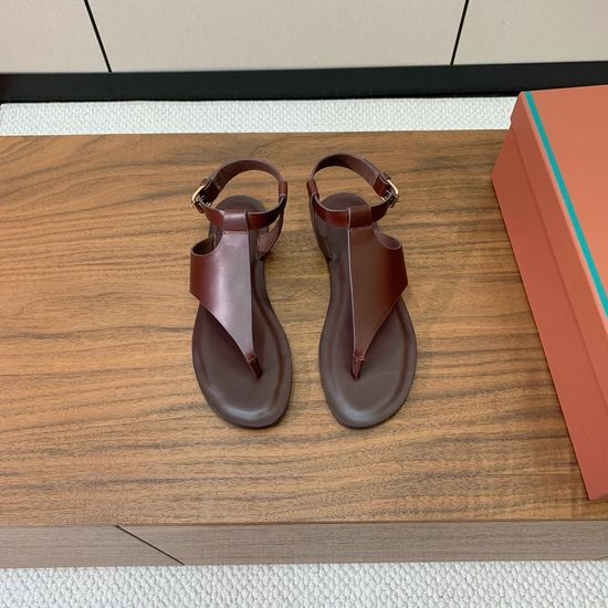 Loro Piana Minimalist Oil Wax Leather Sandals with Rubber Sole