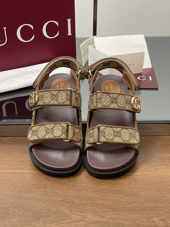 Gucci Rhinestone Decor Canvas Slingback Flat Sandals