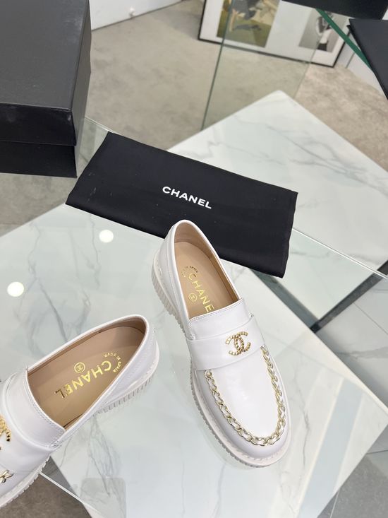 Chanel Color Block Leather Loafer Casual Business Shoes