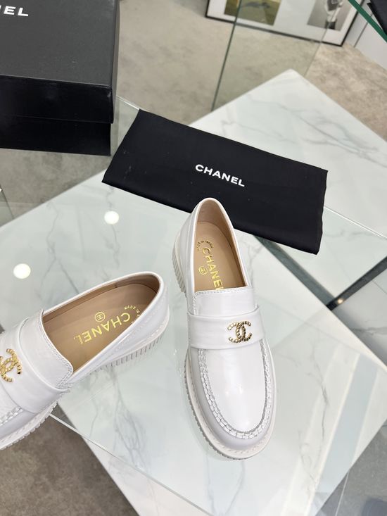 Chanel Color Block Leather Loafer Casual Business Shoes