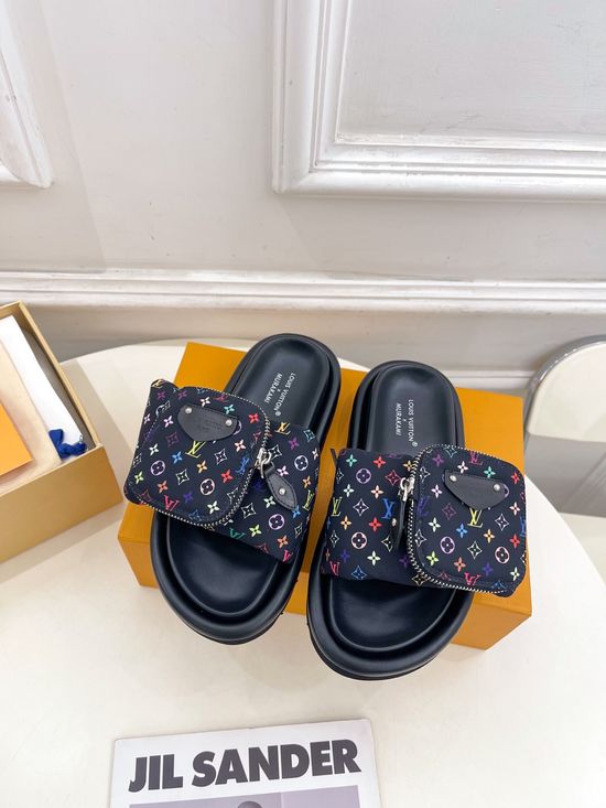Louis Vuitton Fashion-Forward Down-Filled Slip-On Shoes