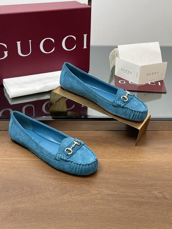Gucci Horsebit Ballet Flats Suede Fabric Comfortable Genuine Leather Sole