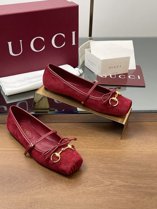 Gucci Monogram Horsebit Ballet Flats Premium Suede Upper
