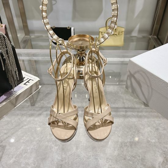 Christian Dior Rhinestone High Heel Sandals Elegant Silk Dress Party Shoes
