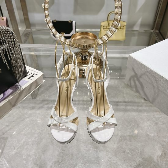 Christian Dior Rhinestone High Heel Sandals Elegant Silk Dress Party Shoes