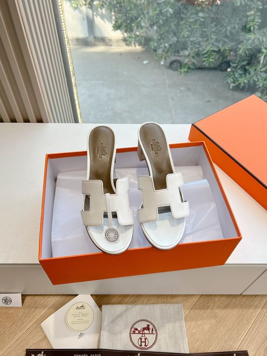 Hermes Premium Cowhide Flat Slide Sandals with Metal Buckle