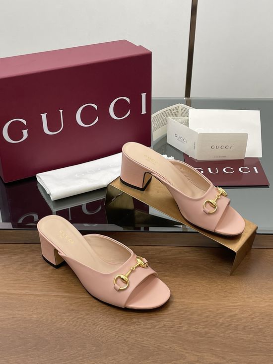 Gucci Waxed Leather Horsebit Sandals With Block Heel