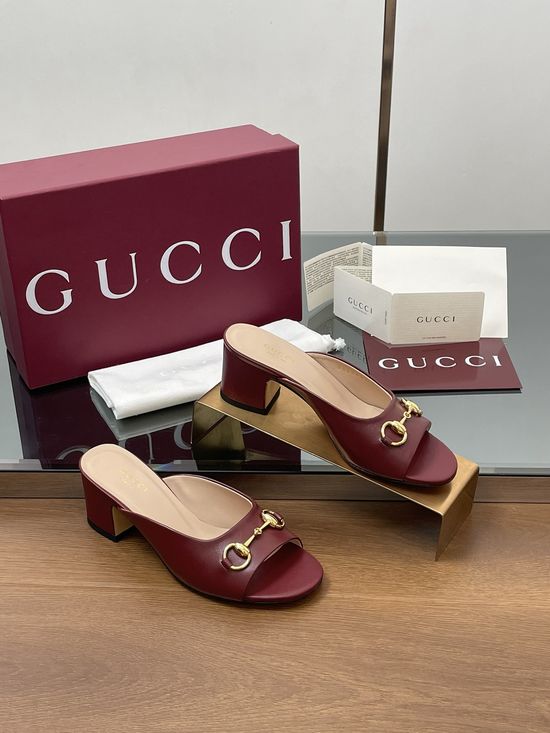 Gucci Waxed Leather Horsebit Sandals With Block Heel