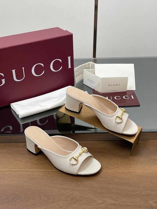 Gucci Waxed Leather Horsebit Sandals With Block Heel