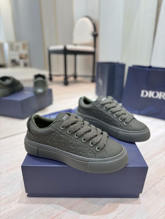 Christian Dior Embroidered Logo Leather Casual Sneakers Premium Version