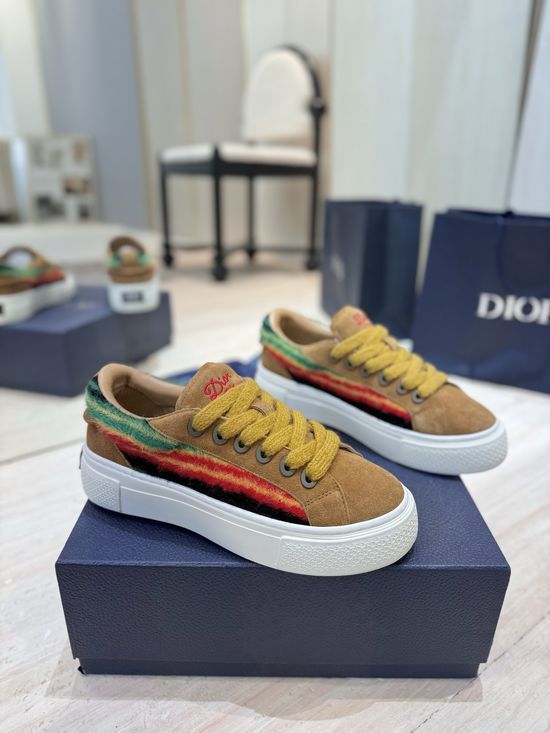 Christian Dior Embroidered Logo Leather Casual Sneakers Premium Version