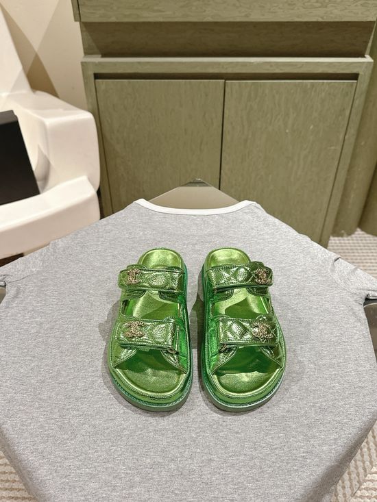Chanel Candy Color Soft Leather Casual Beach Slide Sandals