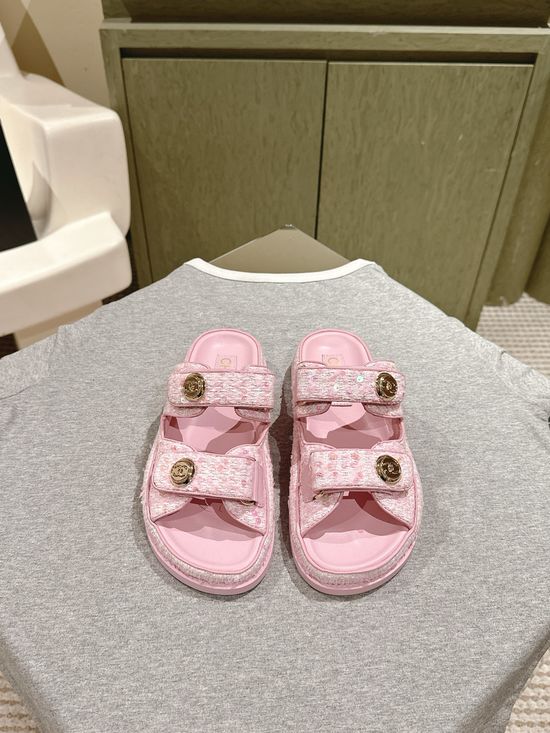 Chanel Candy Color Soft Leather Casual Beach Slide Sandals