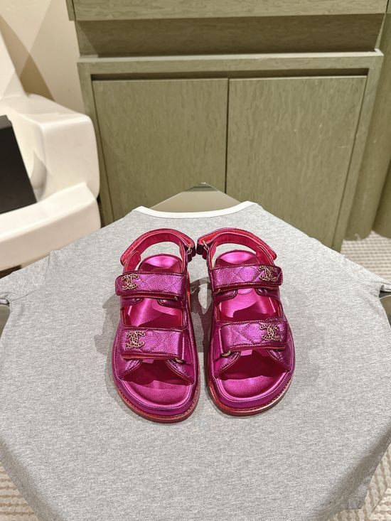 Chanel Candy Color Soft Leather Casual Beach Slide Sandals