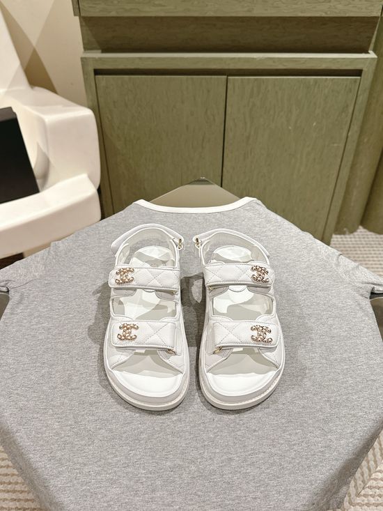 Chanel Candy Color Soft Leather Casual Beach Slide Sandals