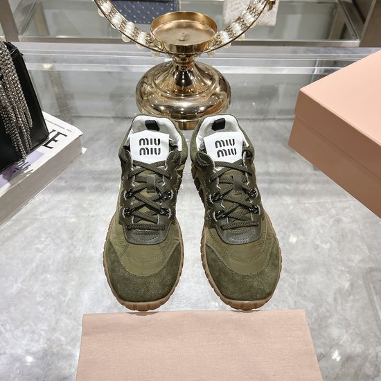 Miu Miu Bold Retro Thick-Soled Canvas Sneakers with Logo