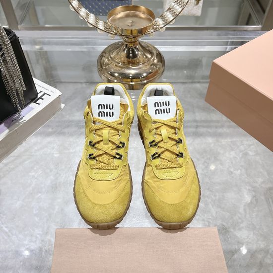 Miu Miu Bold Retro Thick-Soled Canvas Sneakers with Logo