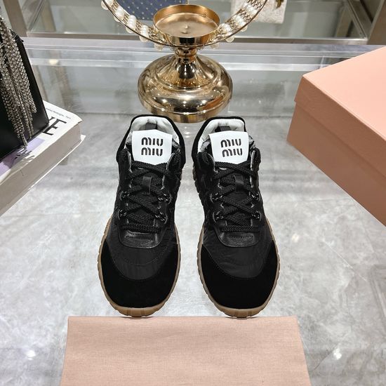 Miu Miu Bold Retro Thick-Soled Canvas Sneakers with Logo