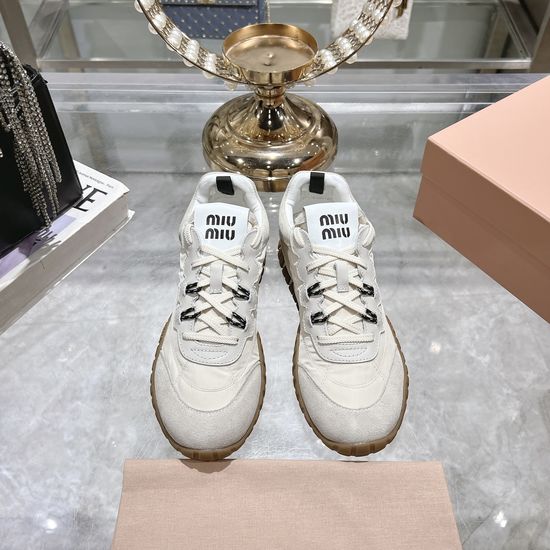 Miu Miu Bold Retro Thick-Soled Canvas Sneakers with Logo
