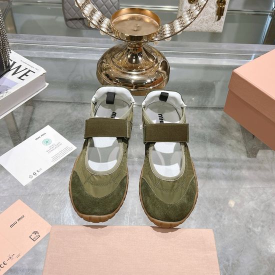 Miu Miu Bold Retro Thick-Soled Canvas Sneakers with Logo