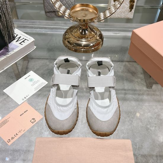 Miu Miu Bold Retro Thick-Soled Canvas Sneakers with Logo