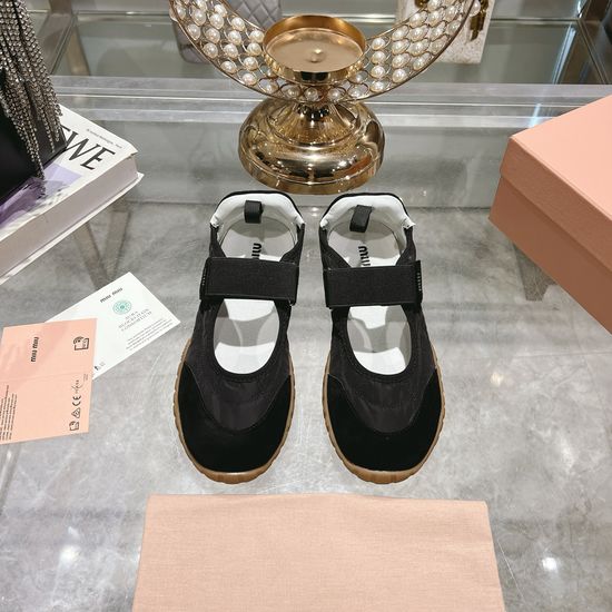 Miu Miu Bold Retro Thick-Soled Canvas Sneakers with Logo
