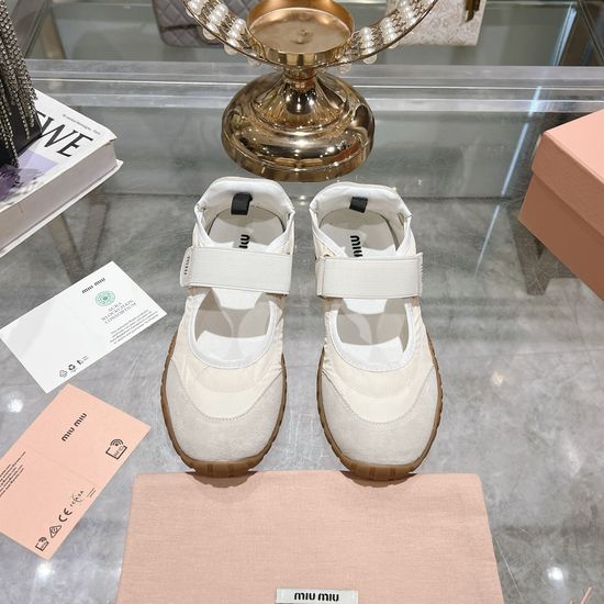 Miu Miu Bold Retro Thick-Soled Canvas Sneakers with Logo