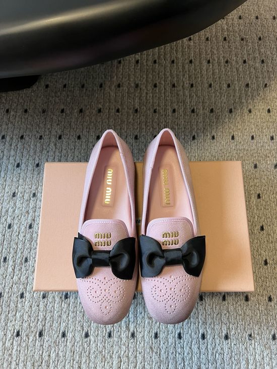 Miu Miu Bow Decor Velvet Loafer Mules Soft Sole