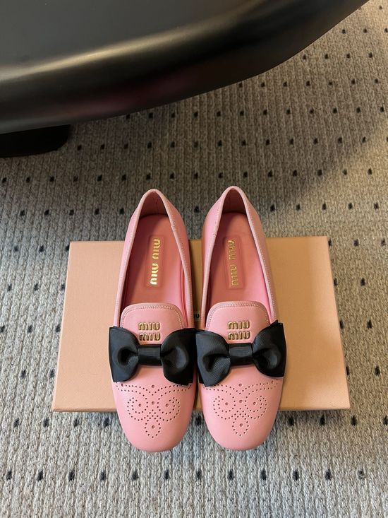 Miu Miu Bow Decor Velvet Loafer Mules Soft Sole