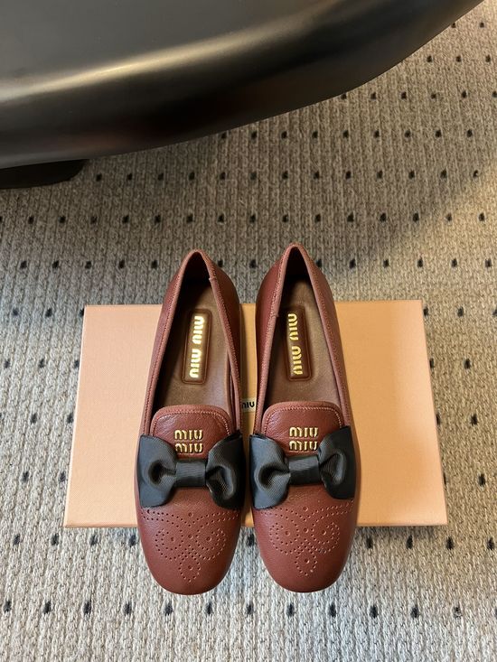 Miu Miu Bow Decor Velvet Loafer Mules Soft Sole