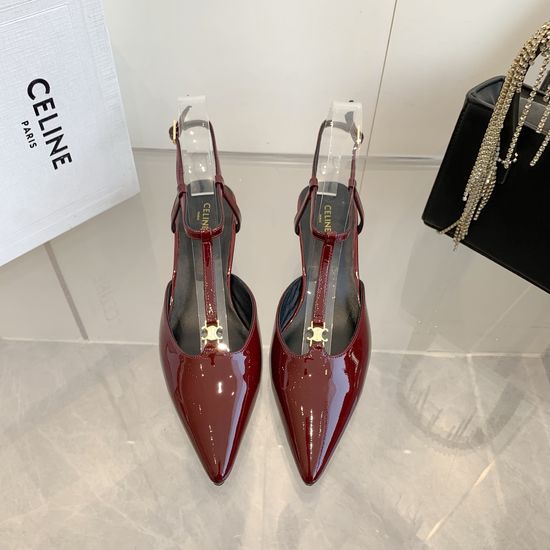 Celine Pointed Toe Kitten Heel Ankle Strap Sandals