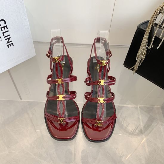 Celine Retro Leather Roman Sandals with Adjustable Buckles