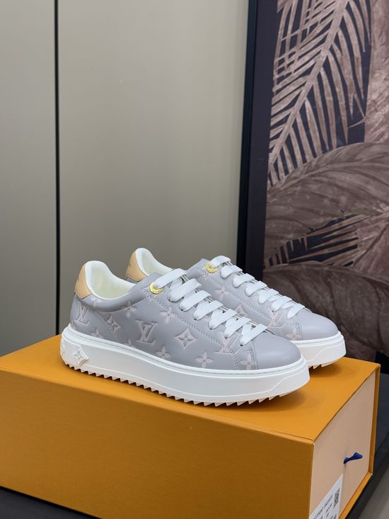Louis Vuitton Classic Thick Sole Canvas Sneakers With Floral Accents