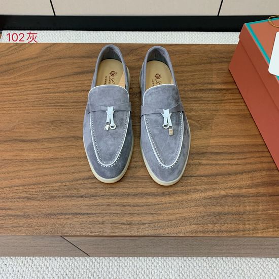 Loro Piana Stitched Edge Loafers Silky Suede Upper Comfortable Lining Anti-slip Sole
