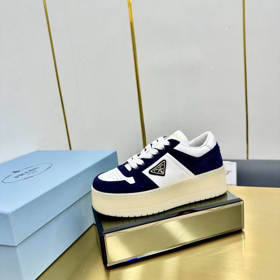 Prada Premium Leather Platform Sneakers Classic Comfortable Daily Shoes