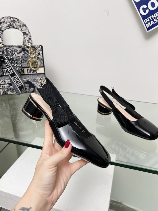 Christian Dior Elegant Embroidery Low Heel Ballet Shoes Pearl Buckle