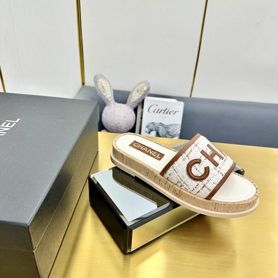 Chanel Classic Bicolor Weave Slides Soft Comfortable Non Slip
